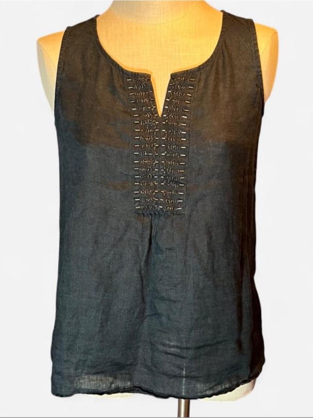🖤J. Jill Black Linen Tank Top w Beading